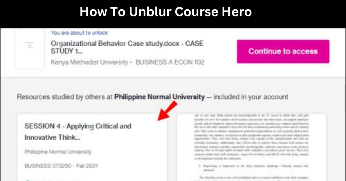 How To Unblur Course Hero